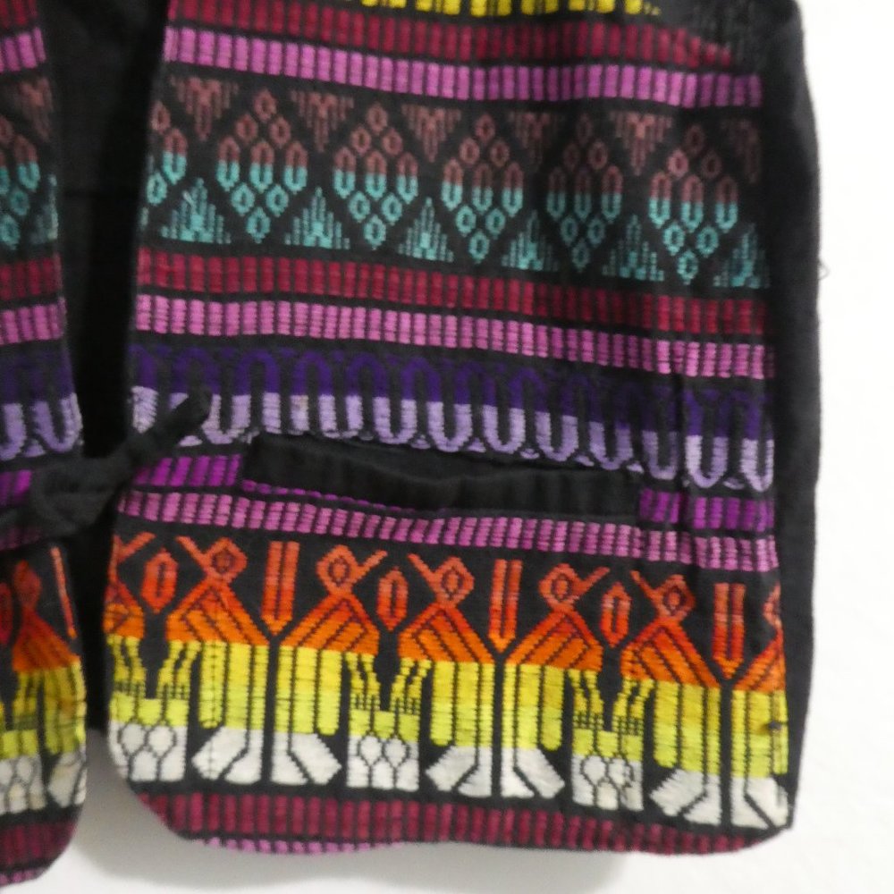 Vintage Traditional Multi-Colored Patterned Sleeveless Vest | Tie Front - Picture 7 of 13